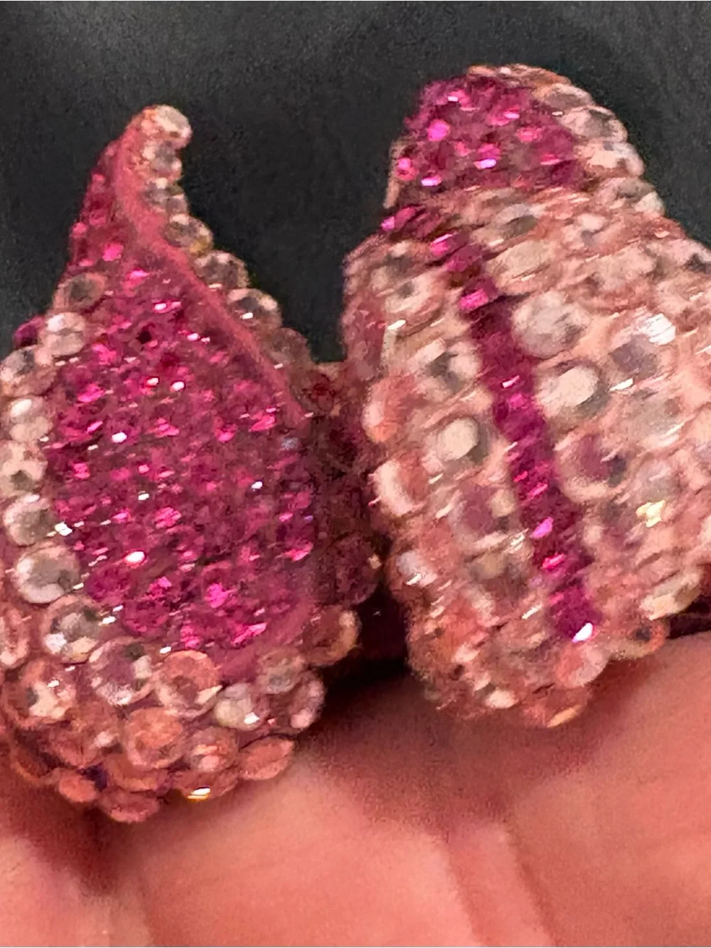 Vintage New Raspberry Bellini Pink Crystal Teardrop Earrings New Clip